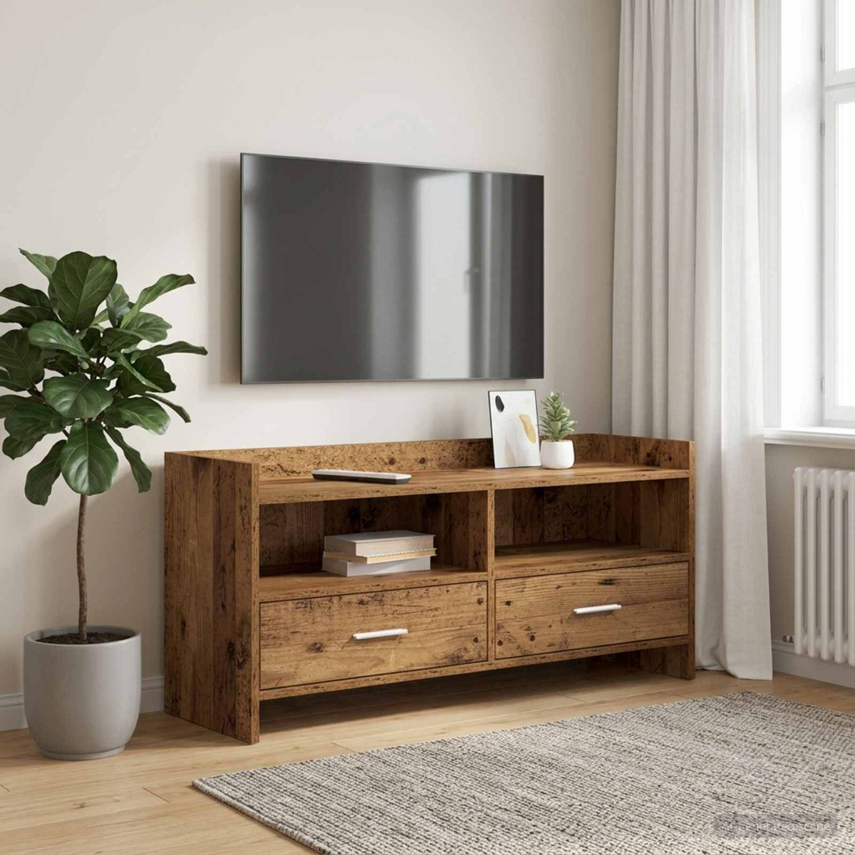 Televizní Skříň 100 X 33 X 47 Cm Staré Dřevo Kompozitní Dřevo
