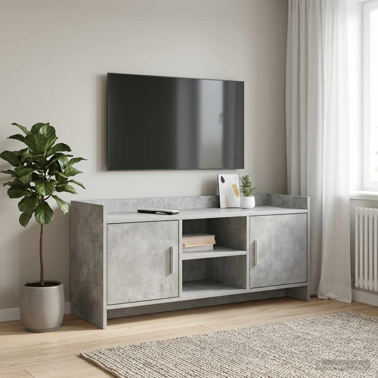 Televizní Skříň 102 X 33 X 47 Cm Betonově Šedá Kompozitní Dřevo