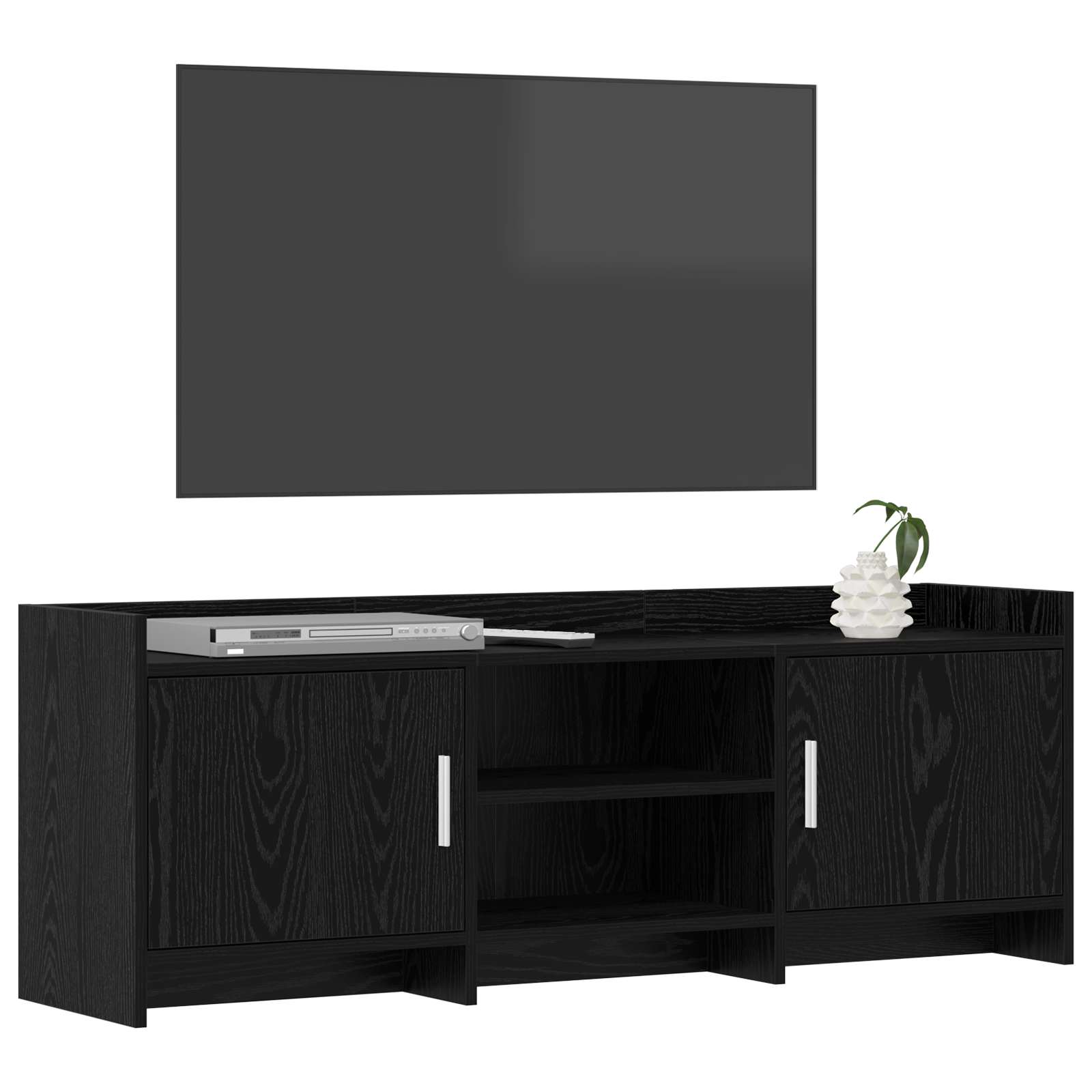Televizní Skříň 130 X 33 X 47 Cm Černý Dub Kompozitní Dřevo