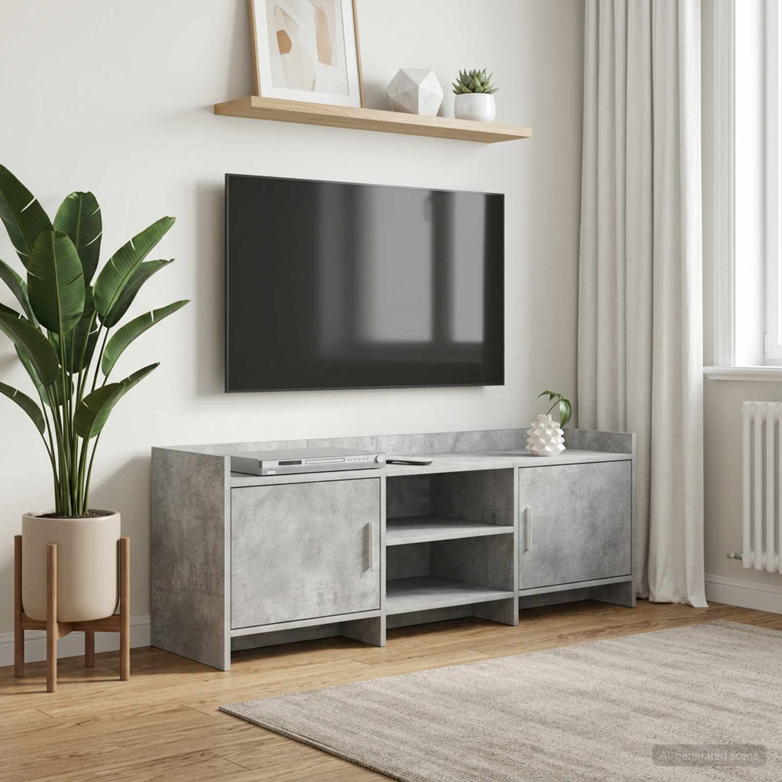Televizní Skříň 130 X 33 X 47 Cm Betonově Šedá Kompozitní Dřevo