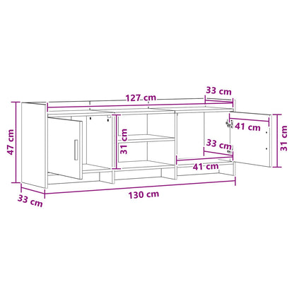 Televizní Skříň 130 X 33 X 47 Cm Staré Dřevo Kompozitní Dřevo