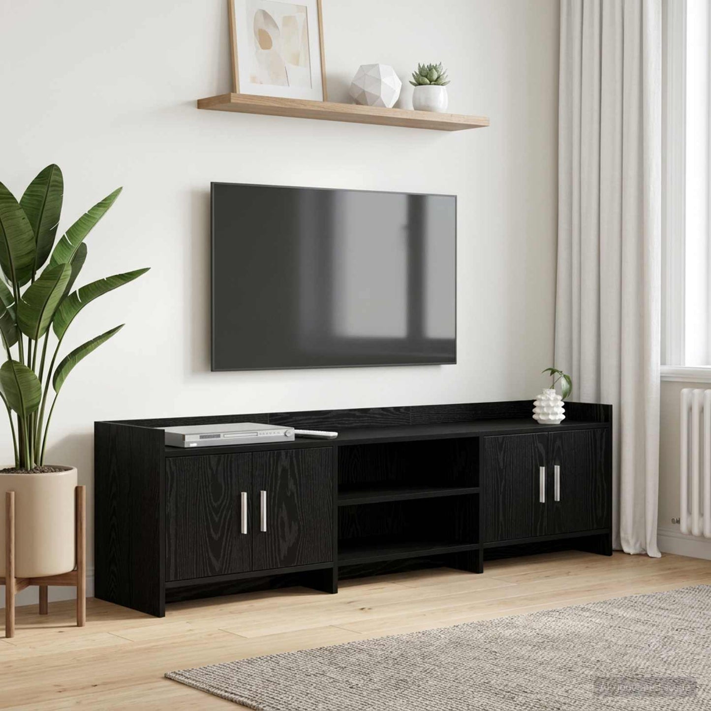 Televizní Skříň 168 X 33 X 47 Cm Černý Dub Kompozitní Dřevo