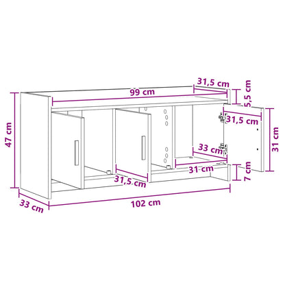 Televizní Skříň 102 X 33 X 47 Cm Černý Dub Kompozitní Dřevo