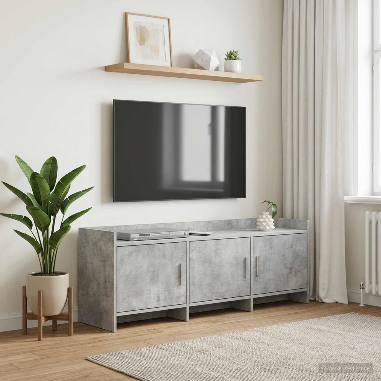 Televizní Skříň 130 X 33 X 47 Cm Betonově Šedá Kompozitní Dřevo