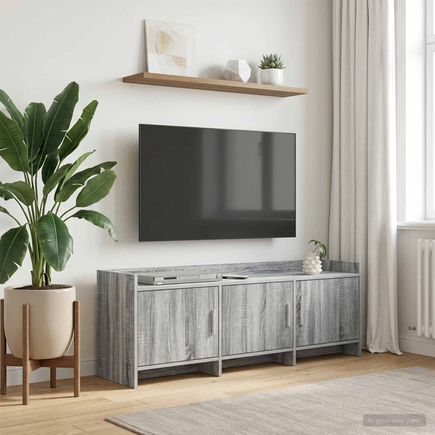 Televizní Skříň 130 X 33 X 47 Cm Šedý Sonoma Kompozitní Dřevo