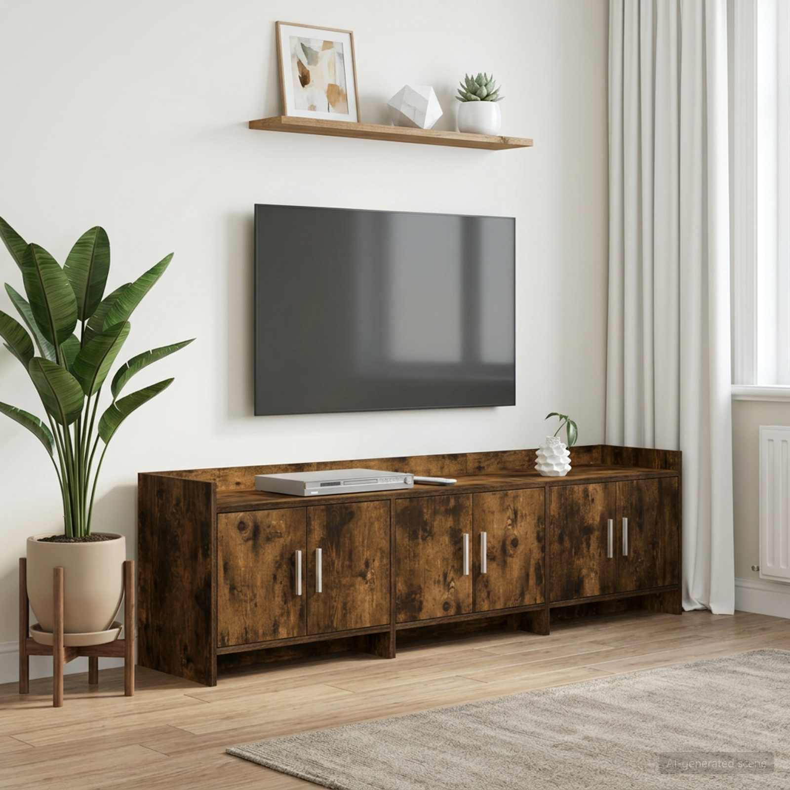Televizní Skříň 168 X 33 X 47 Cm Kouřový Dub Kompozitní Dřevo