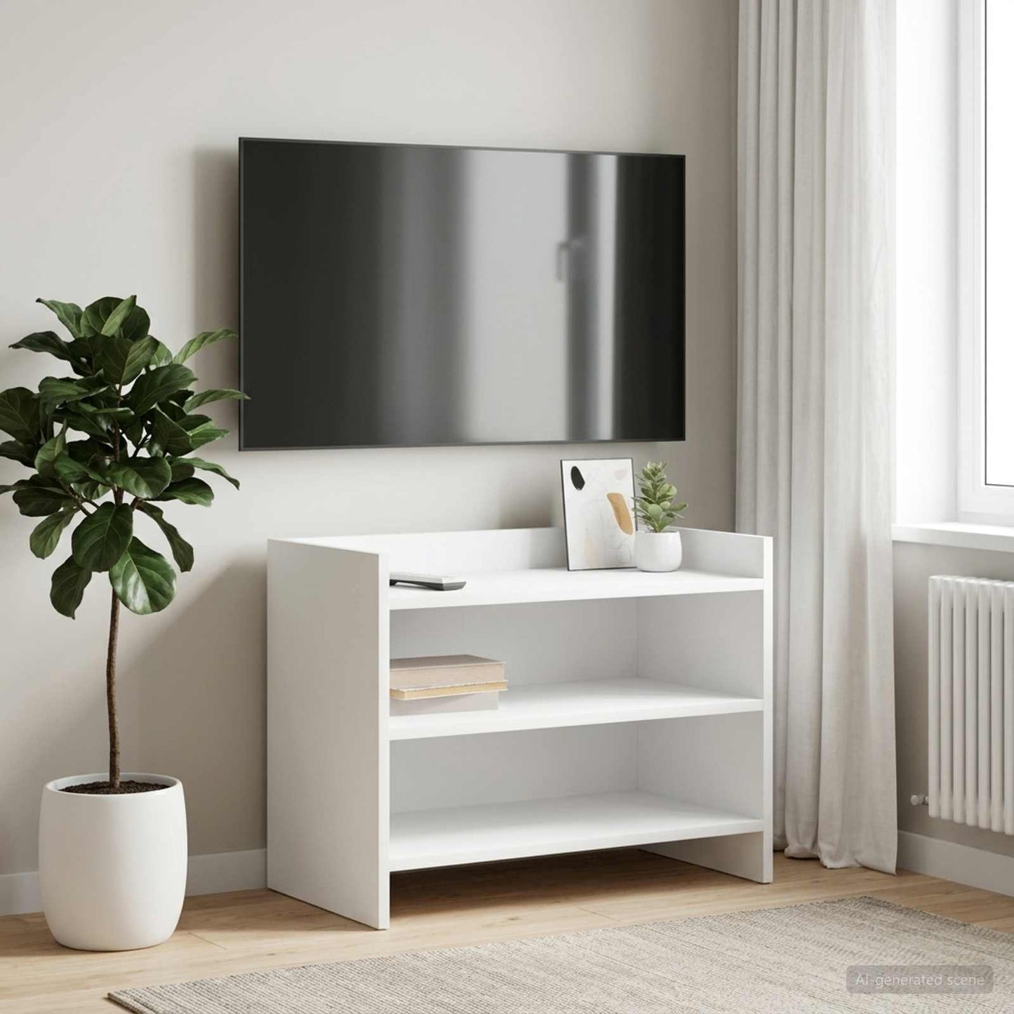 Televizní Skříň 60 X 33 X 47 Cm Bílá Kompozitní Dřevo