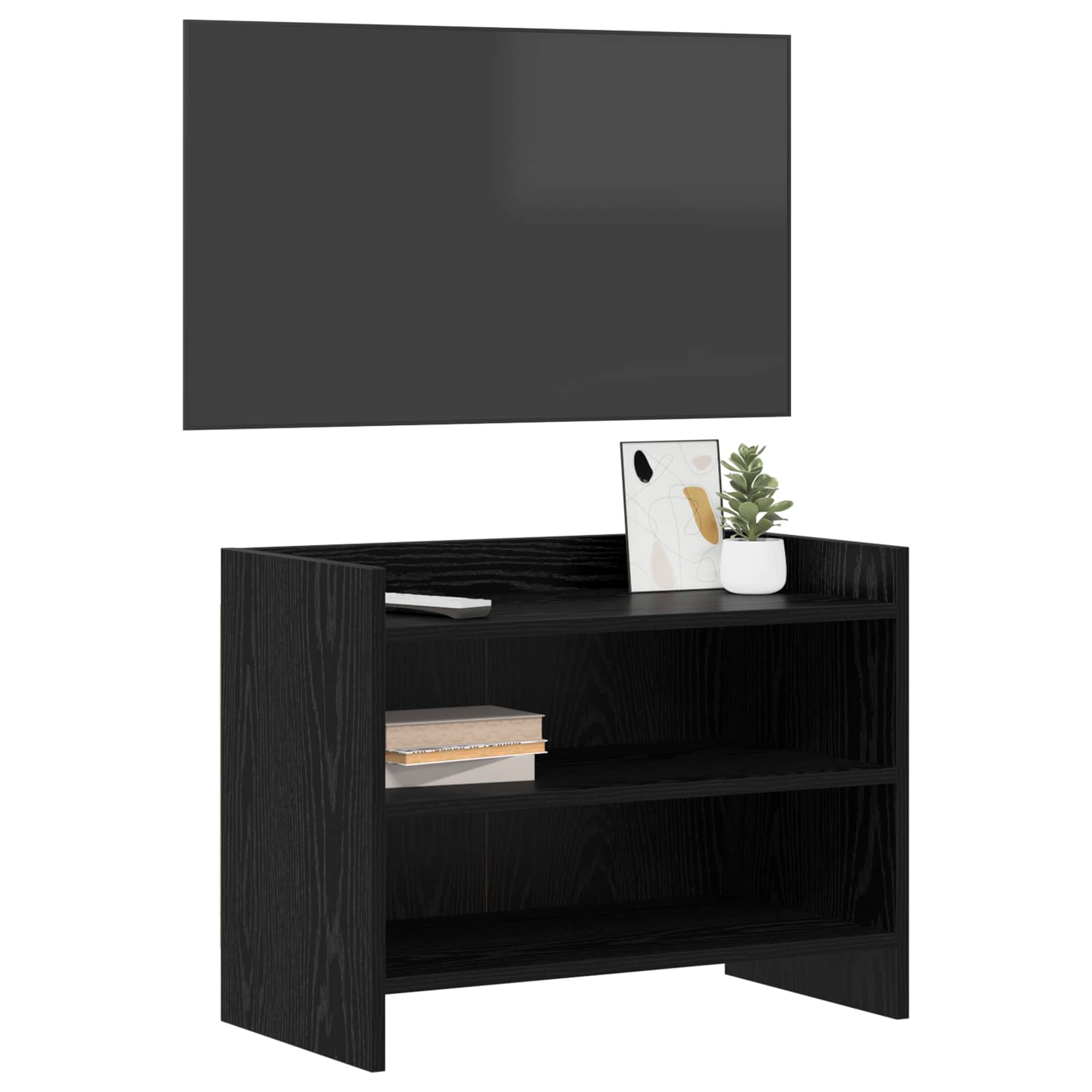 Televizní Skříň 60 X 33 X 47 Cm Černý Dub Kompozitní Dřevo