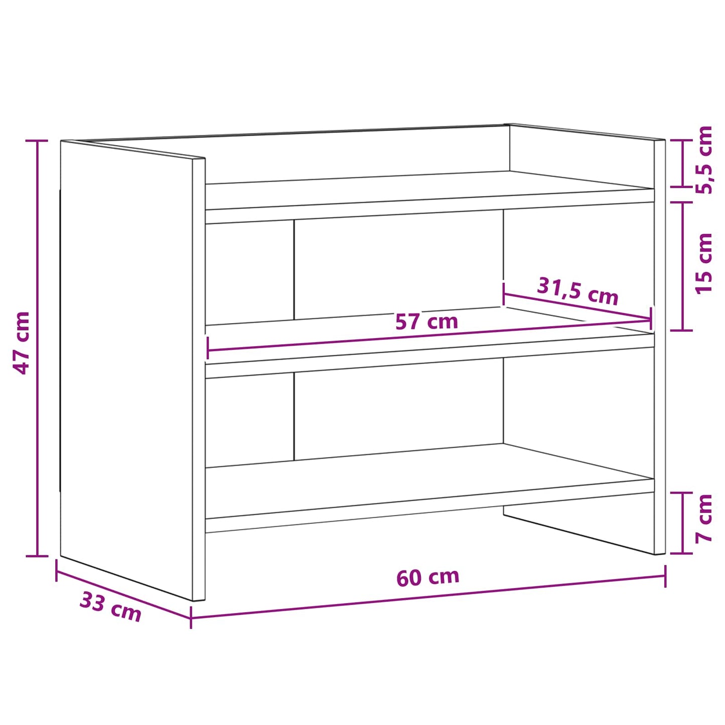 Televizní Skříň 60 X 33 X 47 Cm Kouřový Dub Kompozitní Dřevo