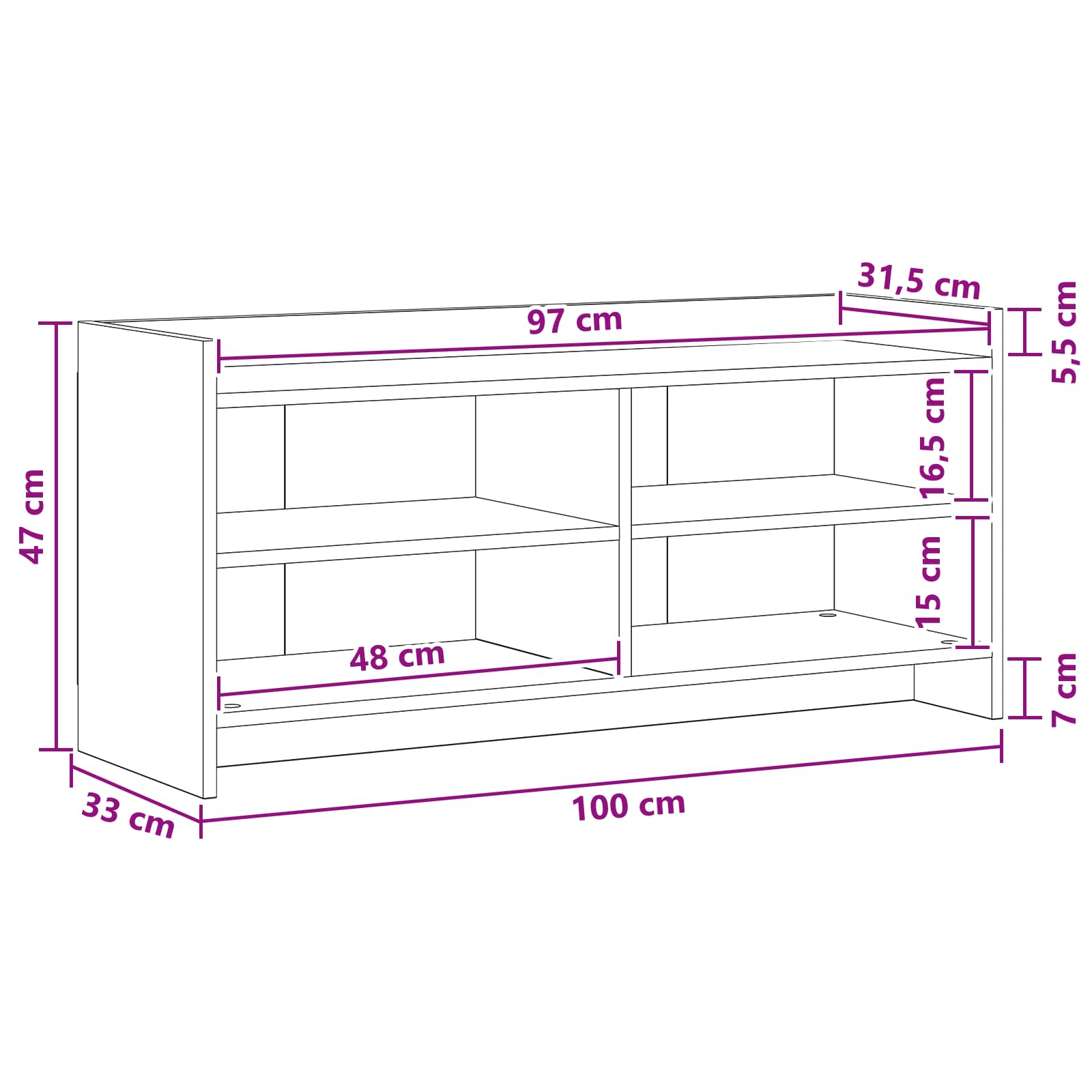 Televizní Skříň 100 X 33 X 47 Cm Bílá Kompozitní Dřevo