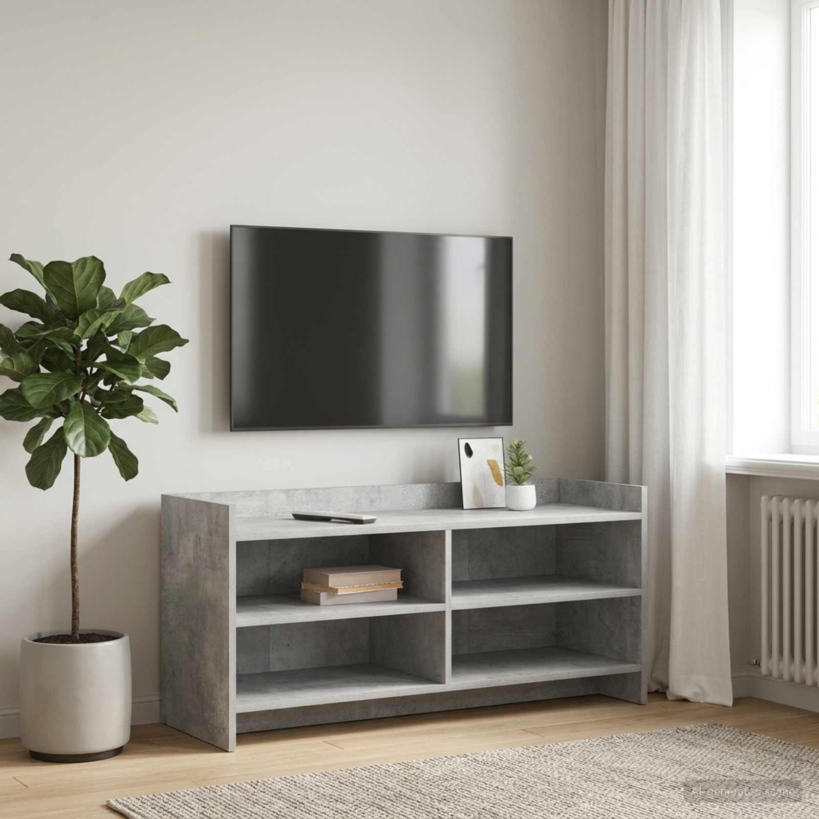Televizní Skříň 100 X 33 X 47 Cm Betonově Šedá Kompozitní Dřevo