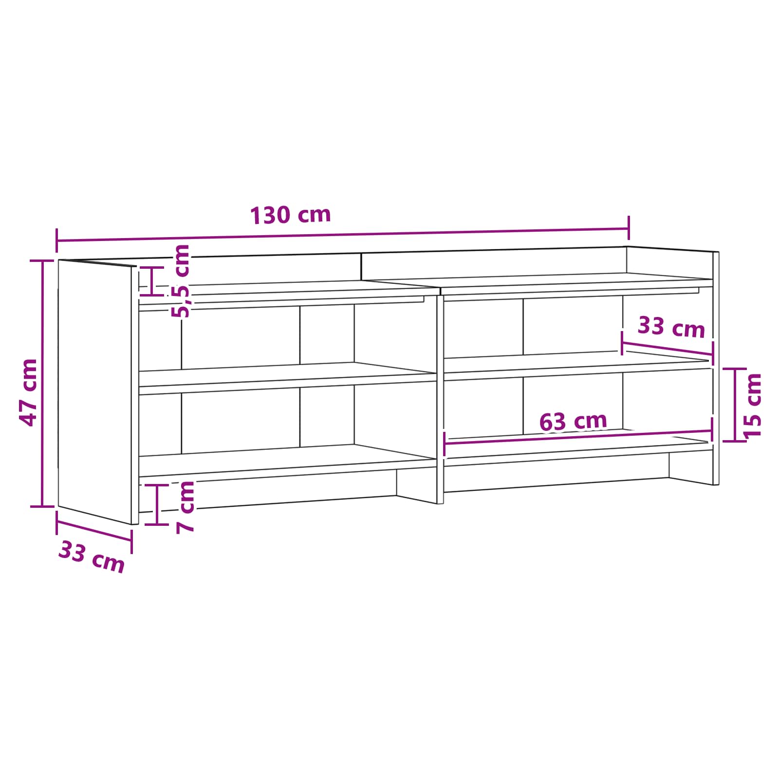 Televizní Skříň 135 X 33 X 47 Cm Kouřový Dub Kompozitní Dřevo