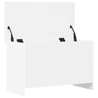 Úložná Truhla S Úložištěm Bílá 80 X 40 X 50 Cm Kompozitní Dřevo