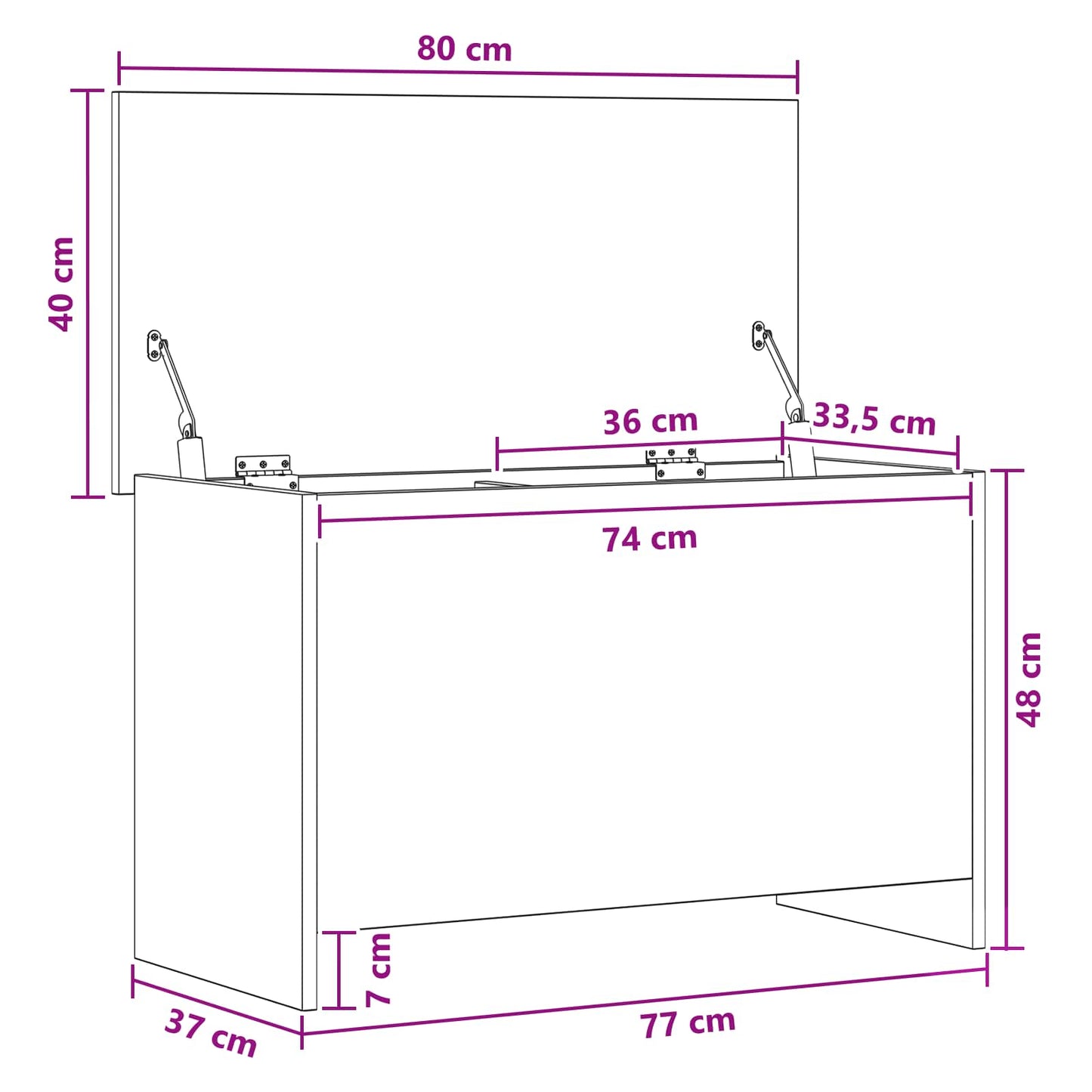 Úložná Truhla S Úložištěm Bílá 80 X 40 X 50 Cm Kompozitní Dřevo
