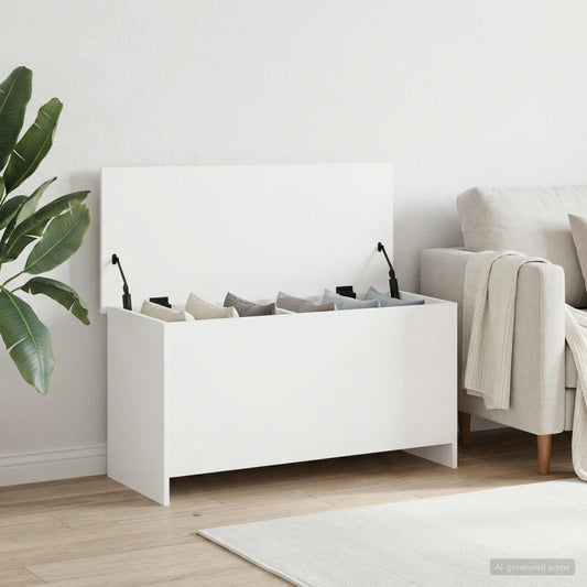 Úložná Truhla Bílá 100 X 40 X 50 Cm Kompozitní Dřevo