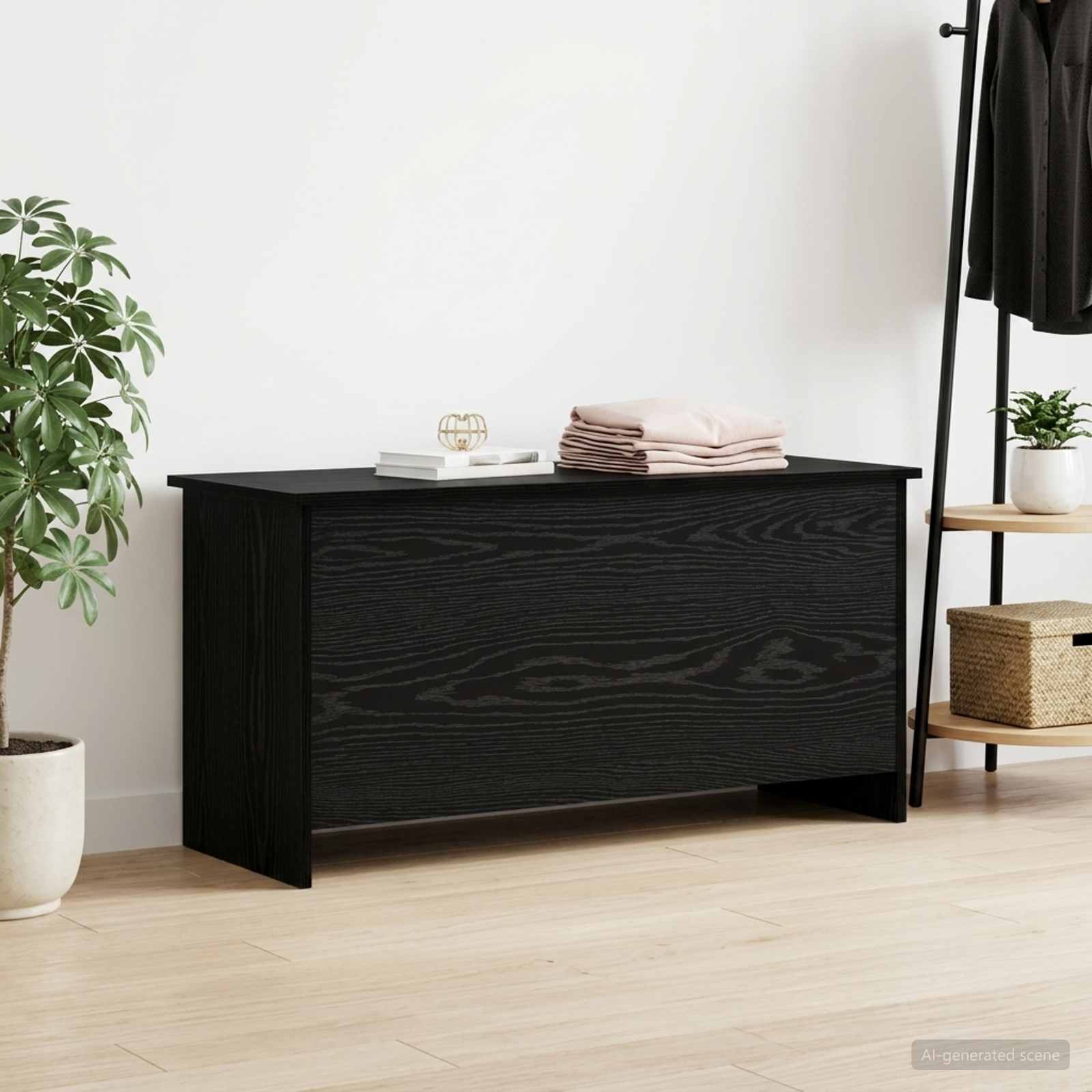 Úložná Truhla Černý Dub 100 X 40 X 50 Cm Kompozitní Dřevo