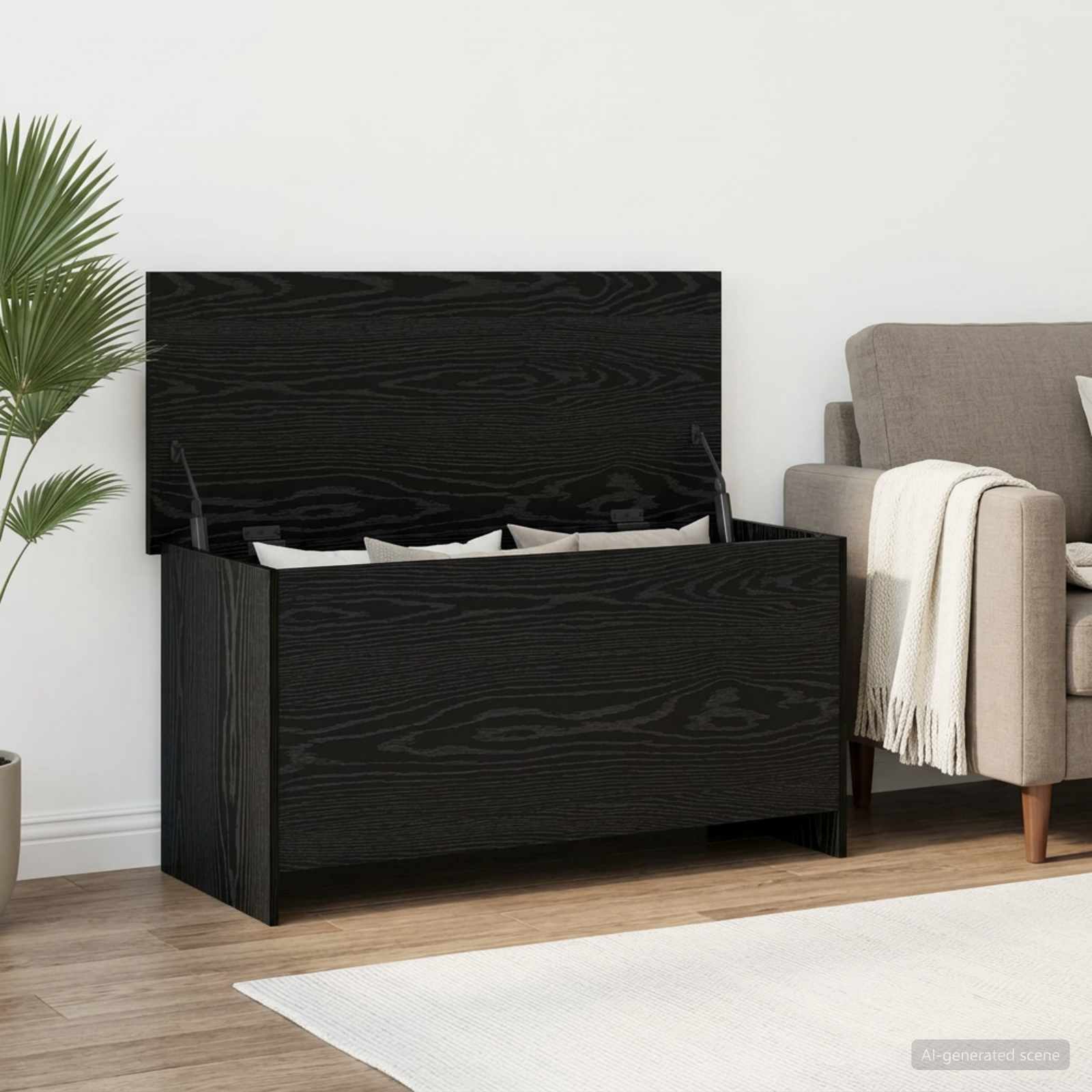 Úložná Truhla Černý Dub 100 X 40 X 50 Cm Kompozitní Dřevo