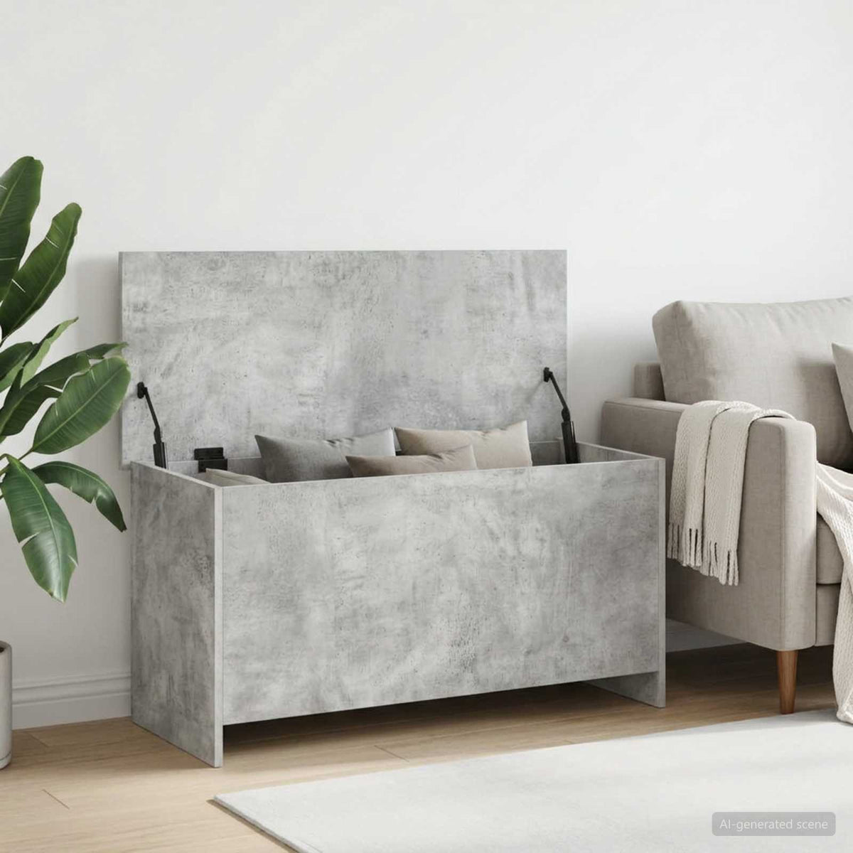Úložná Truhla Betonově Šedá 100 X 40 X 50 Cm Kompozitní Dřevo