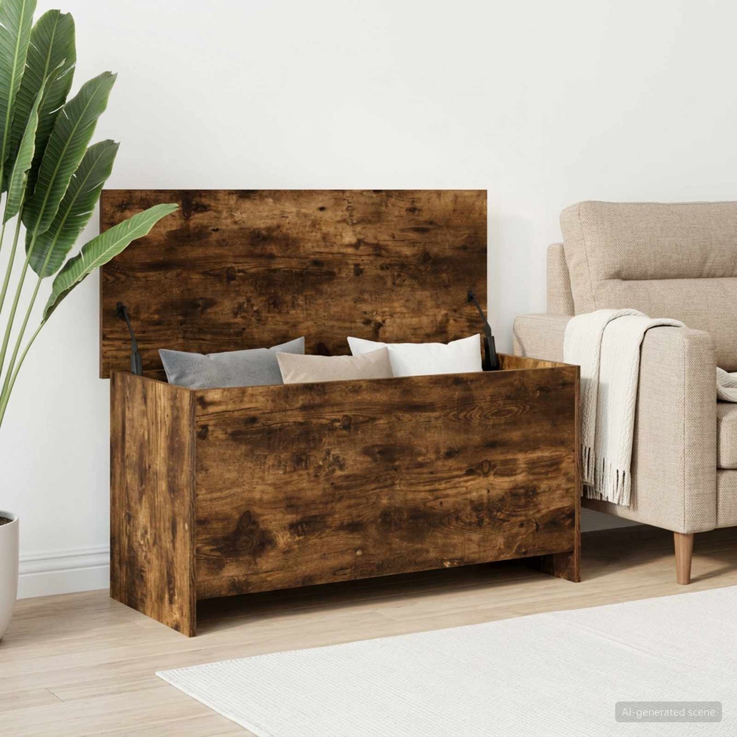 Úložná Truhla Kouřový Dub 100 X 40 X 50 Cm Kompozitní Dřevo