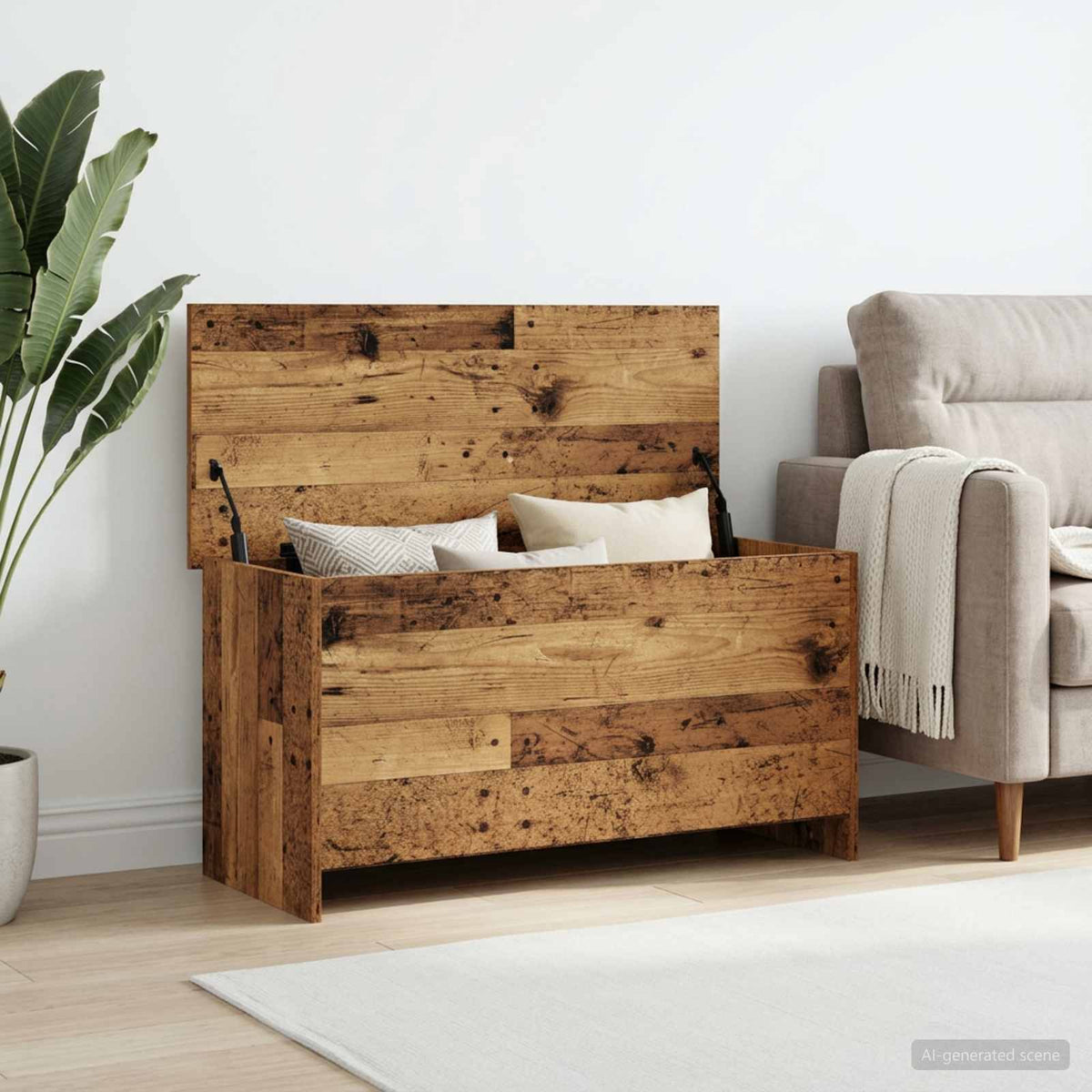 Úložná Truhla Staré Dřevo 100 X 40 X 50 Cm Kompozitní Dřevo