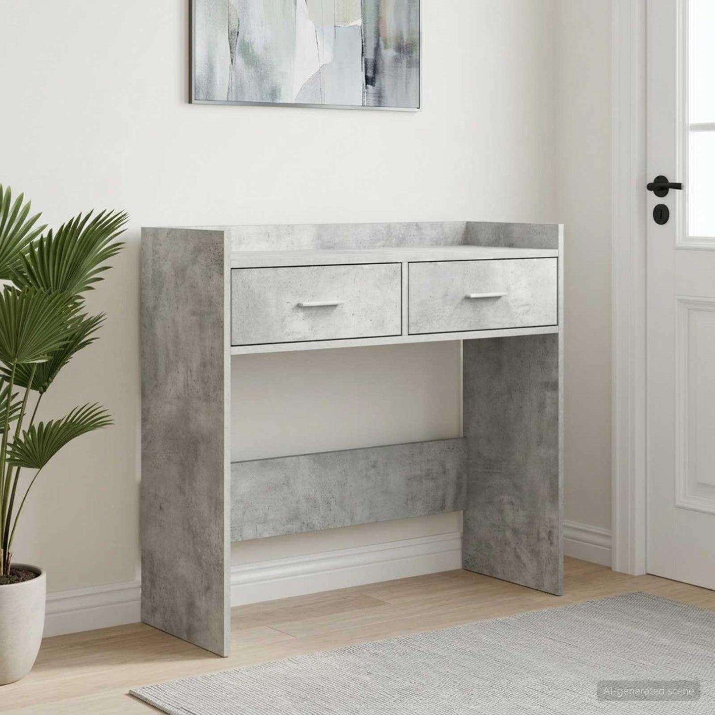 Konzolový Stolek Betonově Šedá 90 X 35 X 80 Cm Kompozitní Dřevo