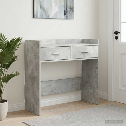 Konzolový Stolek Betonově Šedá 90 X 35 X 80 Cm Kompozitní Dřevo