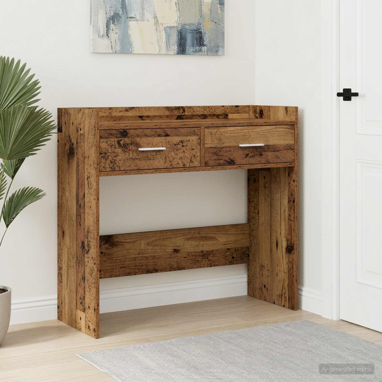 Konzolový Stolek Staré Dřevo 90 X 35 X 80 Cm Kompozitní Dřevo