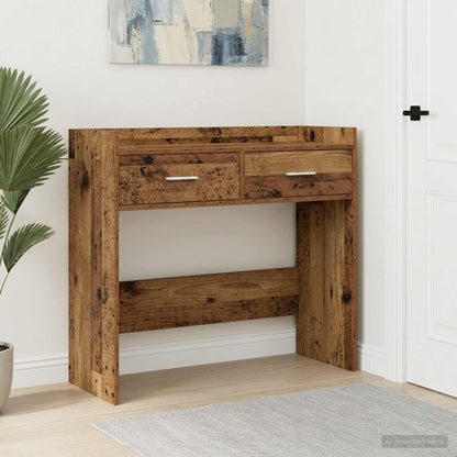 Konzolový Stolek Staré Dřevo 90 X 35 X 80 Cm Kompozitní Dřevo