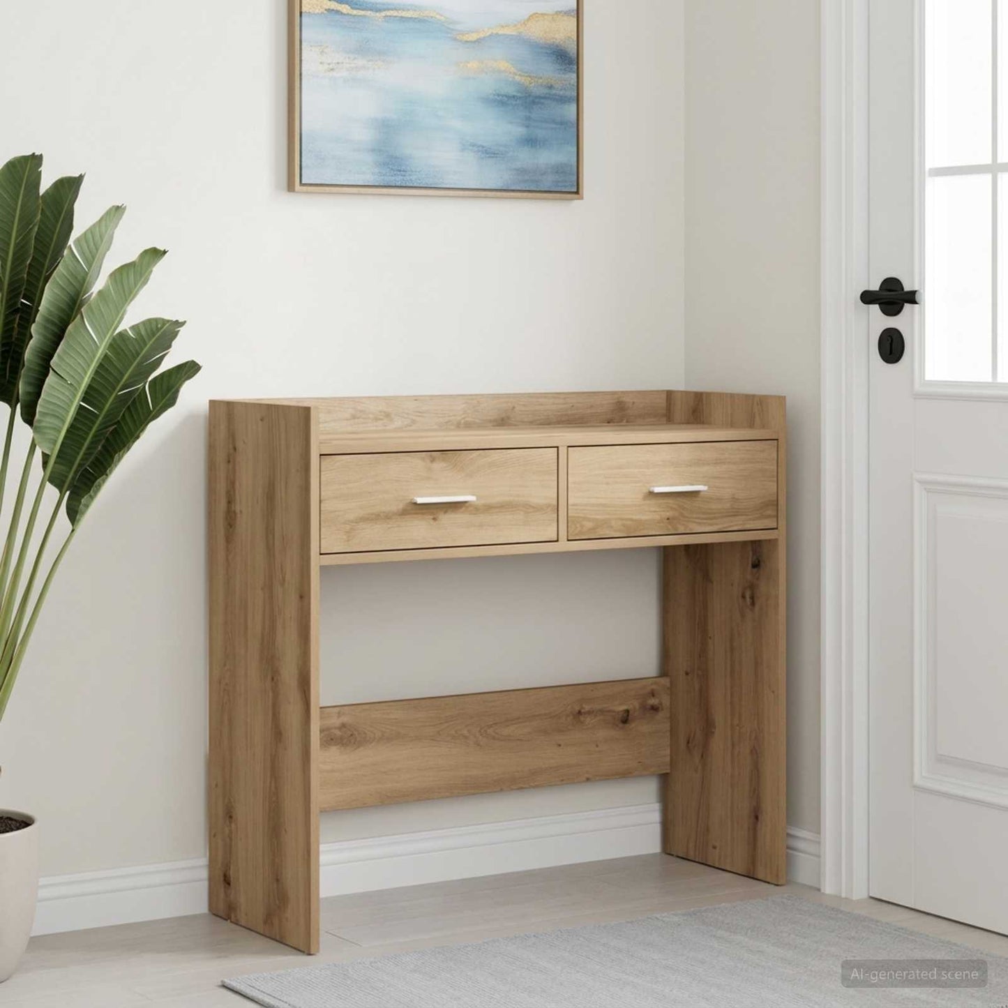 Konzolový Stolek Dub Artisan 90 X 35 X 80 Cm Kompozitní Dřevo