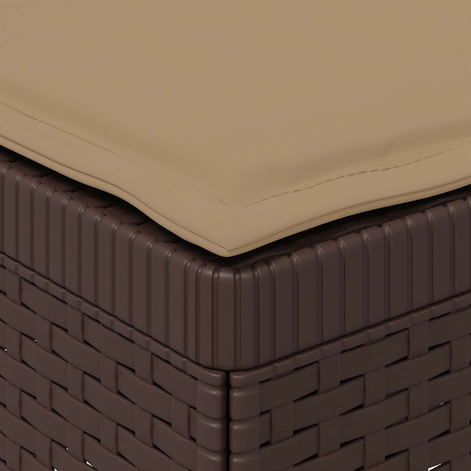 3-Místná Zahradní Pohovka S Polštáři Ve Vzhledu Ratanu Pp Hnědá