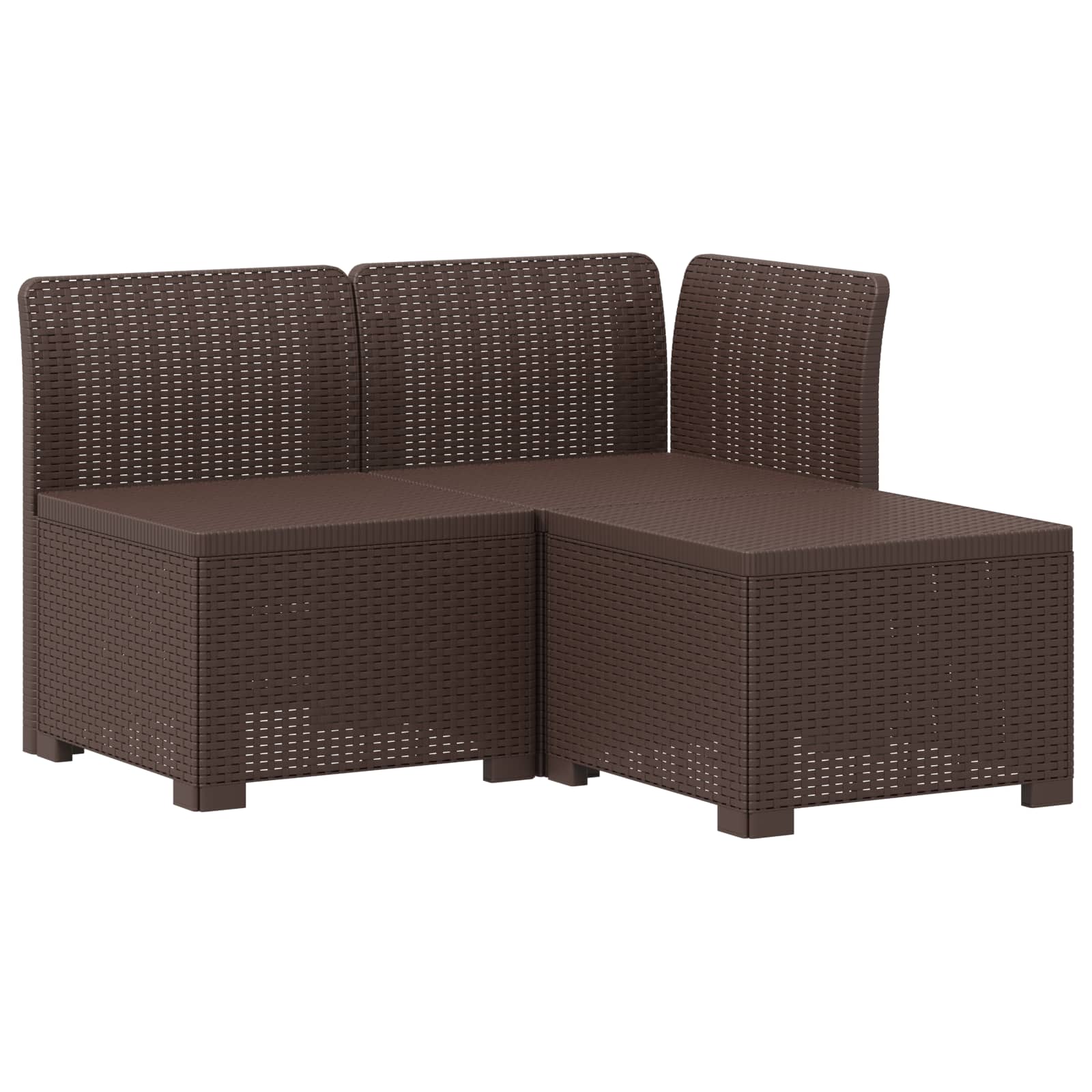 3-Místná Zahradní Pohovka S Polštáři Ve Vzhledu Ratanu Pp Hnědá
