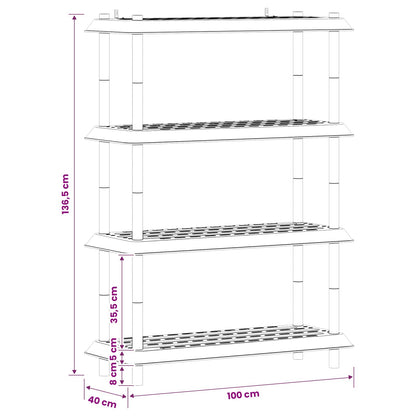 Regálová Jednotka 4 Pater 100 X 40 X 136,5 Cm Pp Hnědá