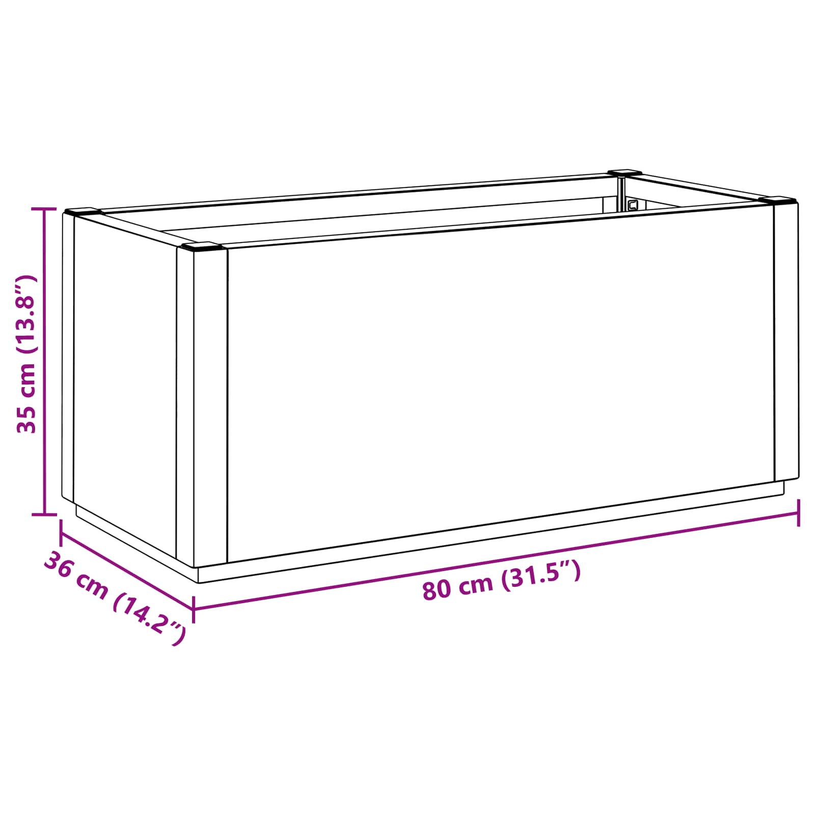 Zahradní Květinový Box Hnědá 80 X 36 X 35 Cm Pp
