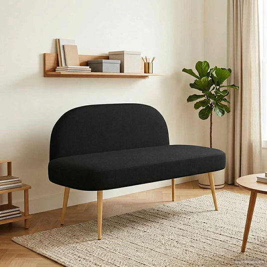 Čalouněná Lavice S Opěrkou Černá 110 X 60 X 76 Cm Polyester