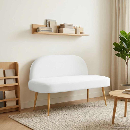 Čalouněná Lavice S Opěrkou Bílá 110 X 60 X 76 Cm Polyester