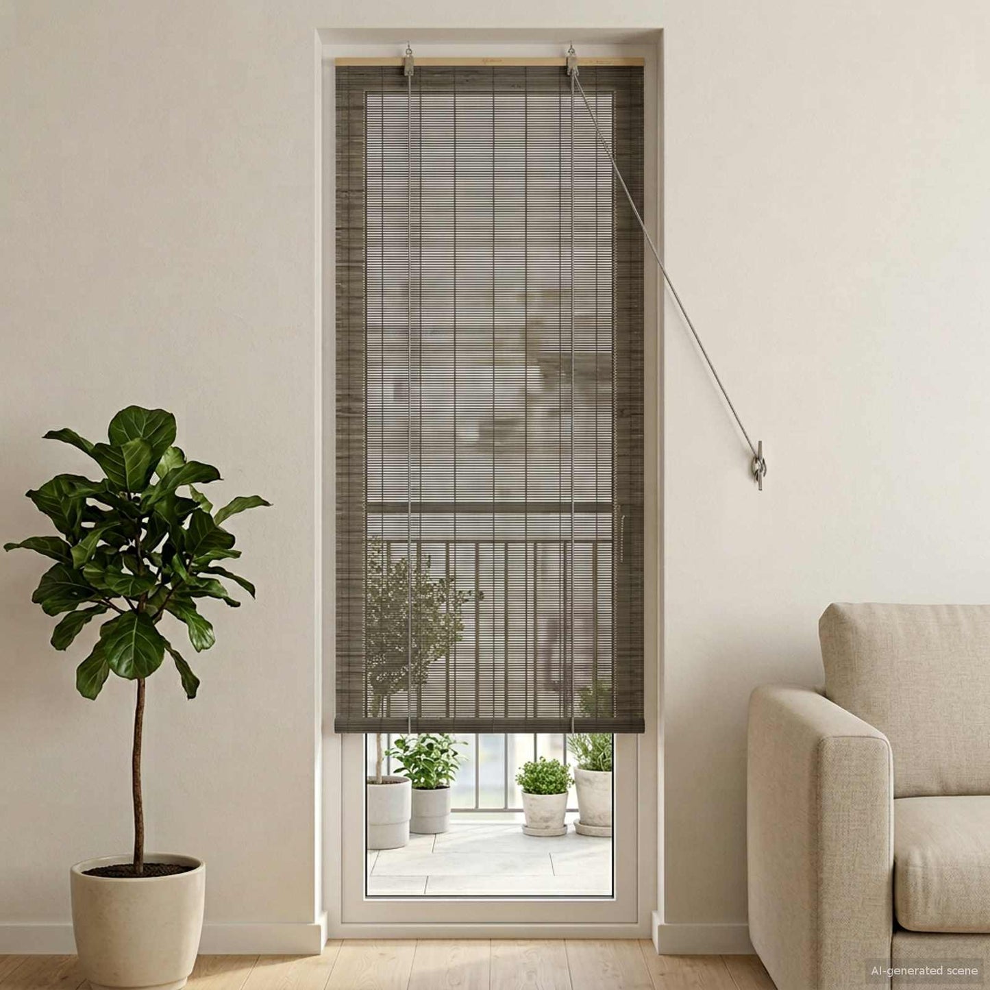 Roleta Šedá 70 X 220 Cm Bambus