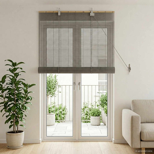 Roleta Šedá 120 X 220 Cm Bambus