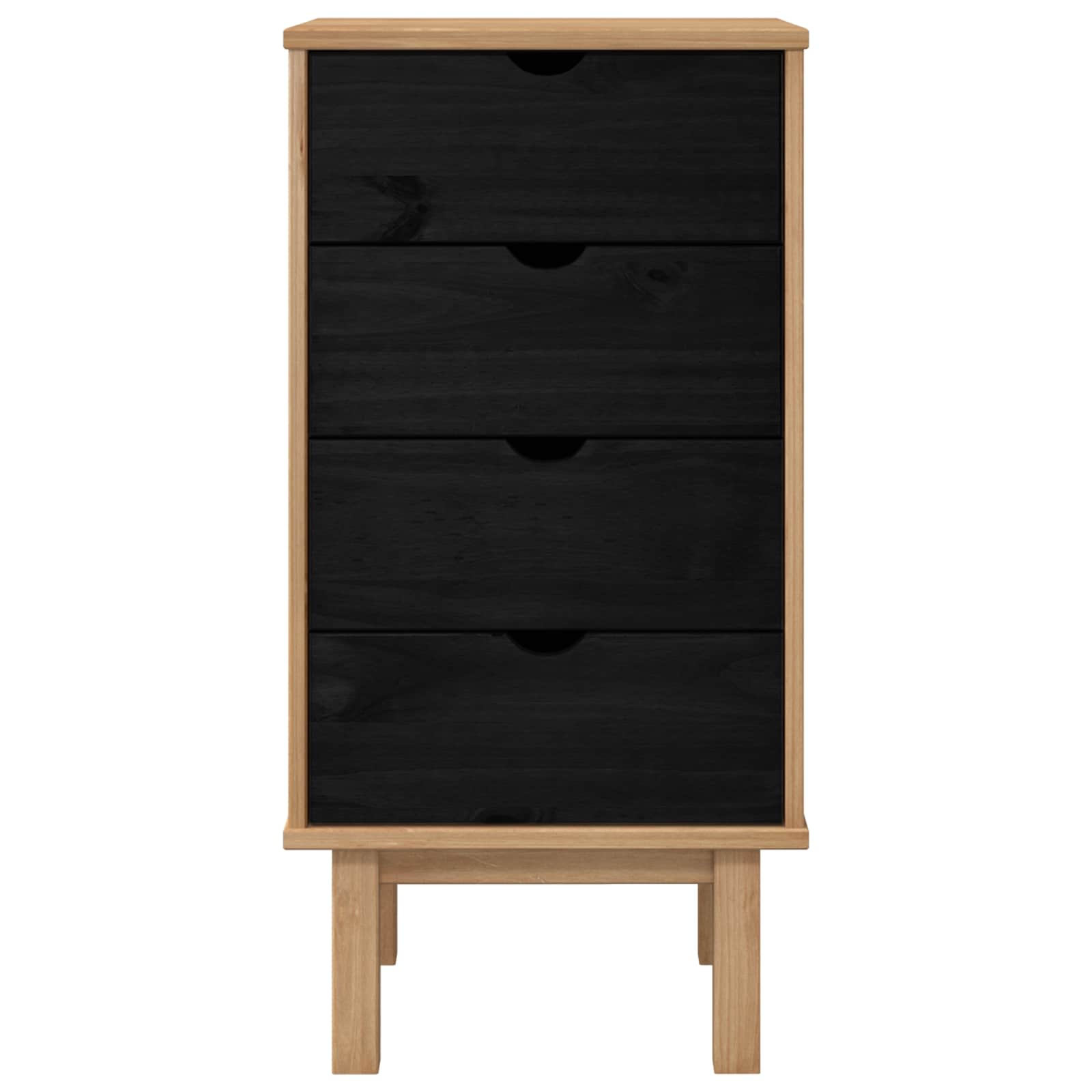 Příborník Otta Černá 45 X 39 X 90 Cm Masivní Borovicové Dřevo