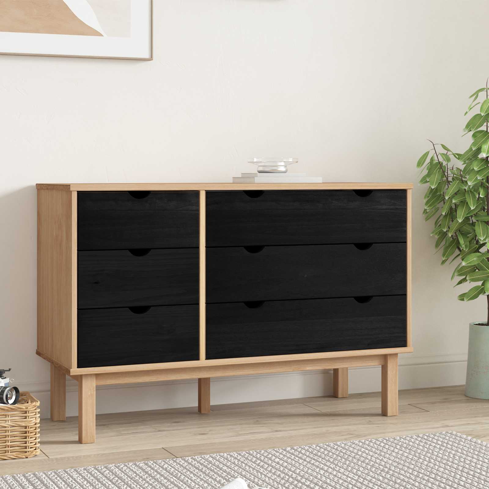Skříň Se Zásuvkami Se Zásuvkou Otta Černá 111 X 43 X 73,5 Cm