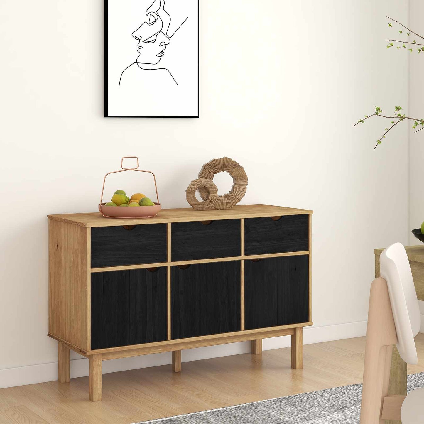 Servírovací Skříň Otta Hnědá A Černá 114 X 43 X 73,5 Cm