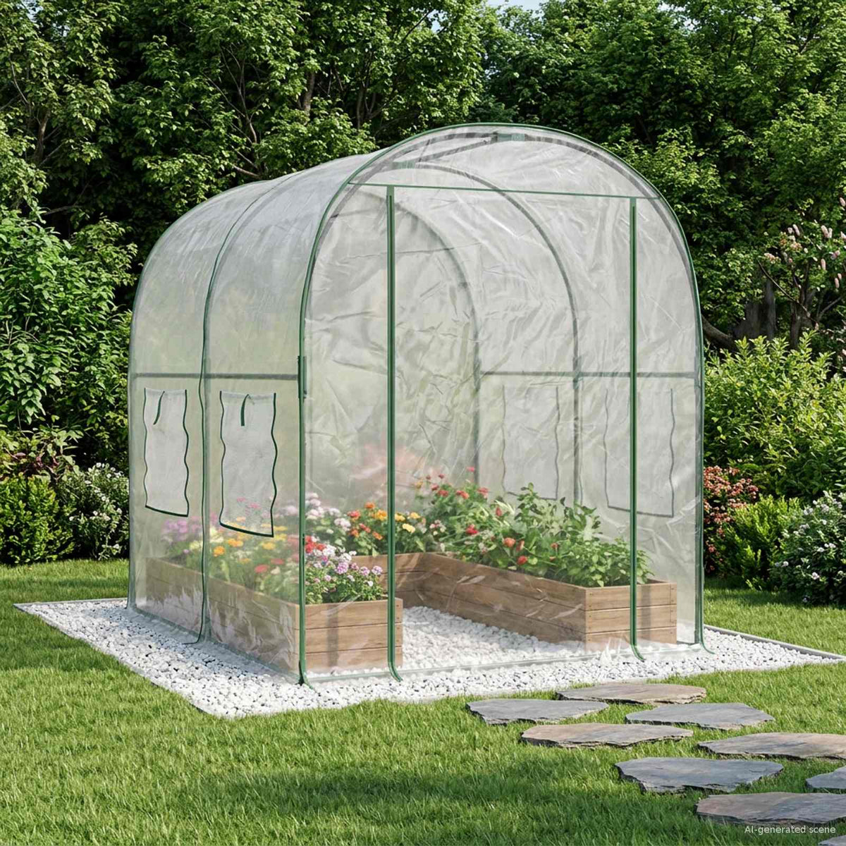 Skleník Průhledný 160 X 400 X 190 Cm Pvc Práškově Lakovaná Ocel