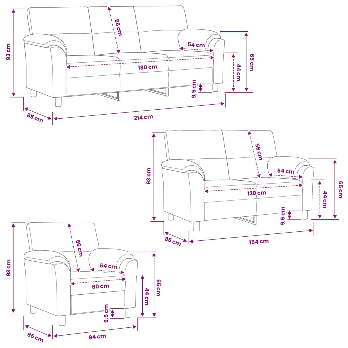 Set Pohovek 3 Ks Samet