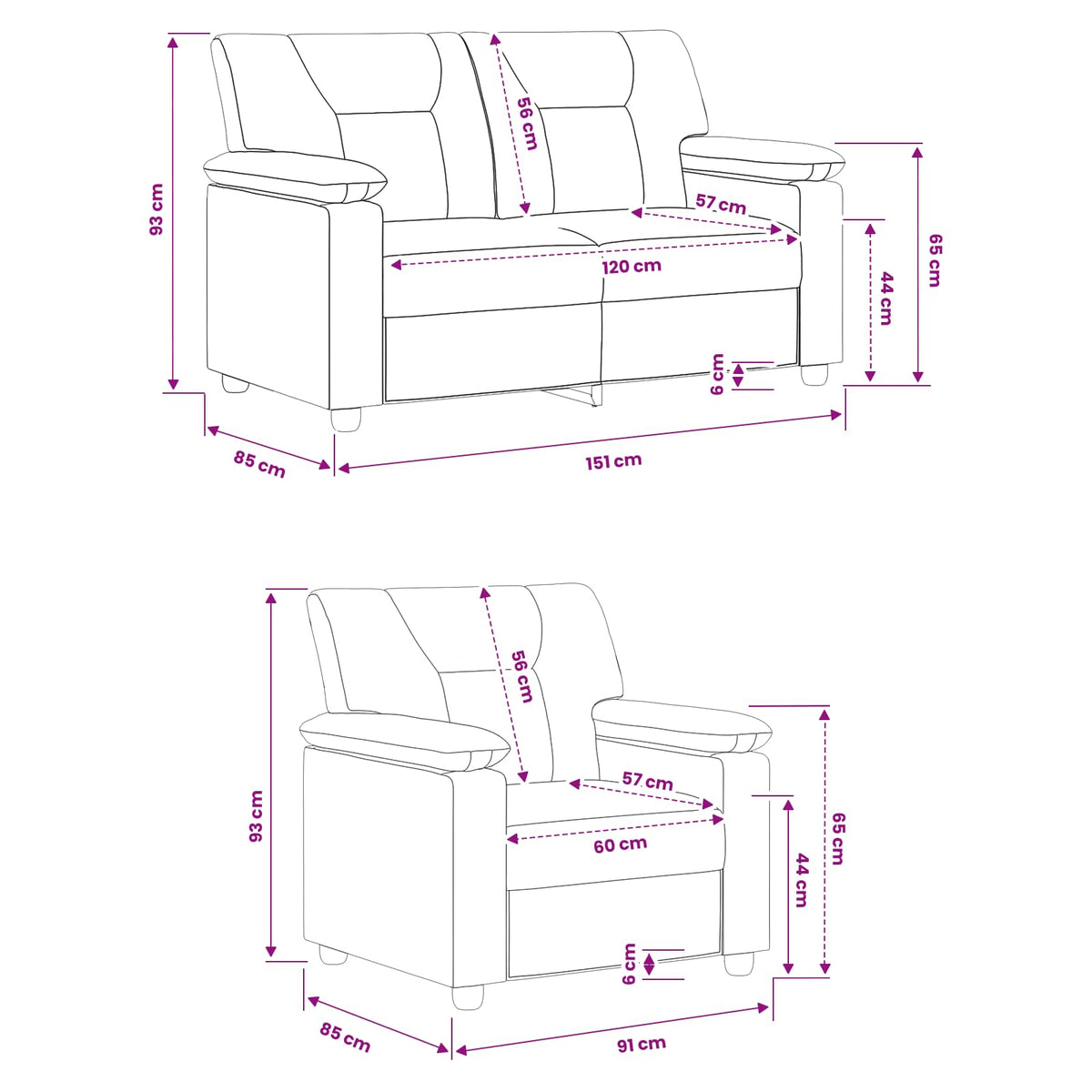 Set Pohovek 2 Pcs Umělá Kůže