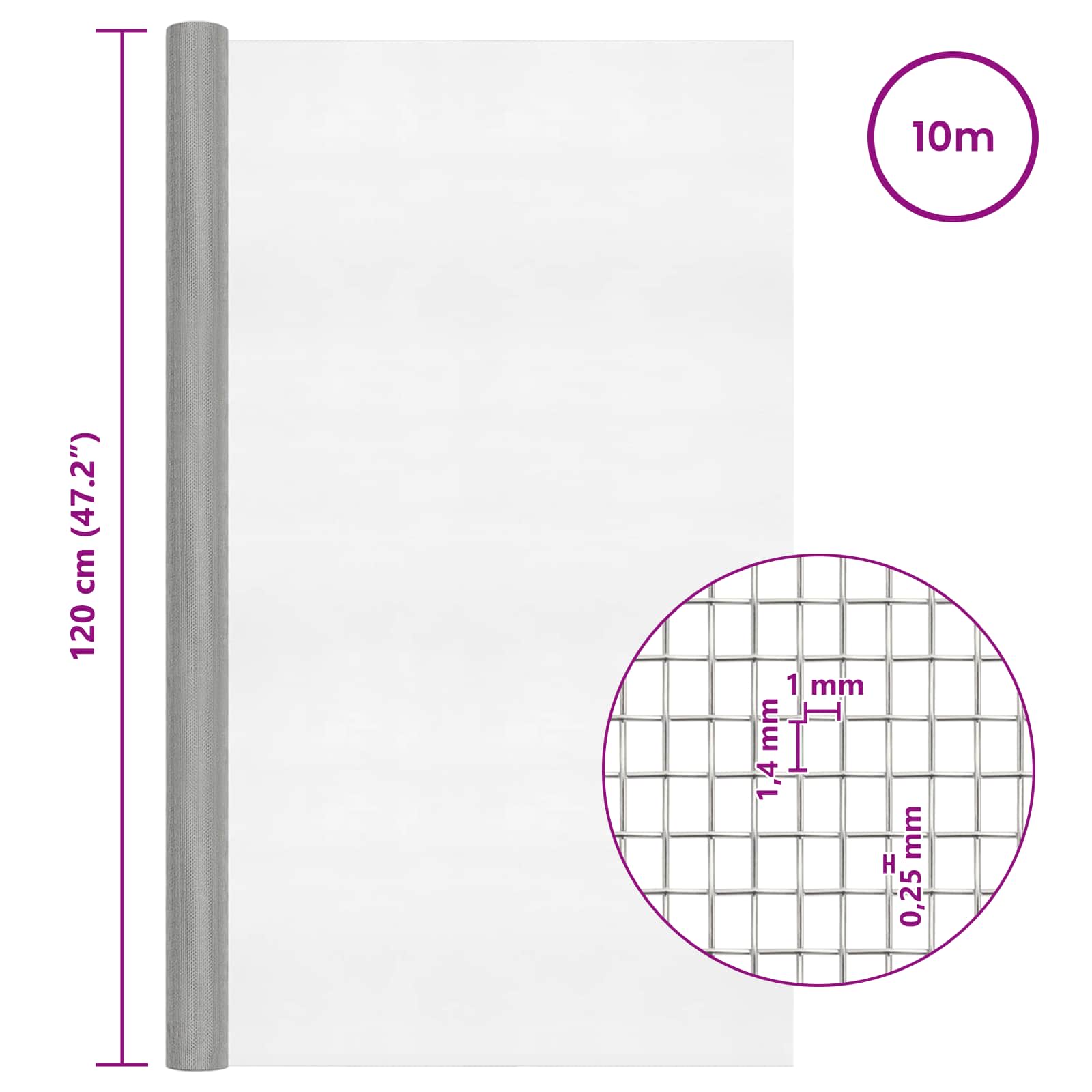 Síťovina 120 X 1000 Cm 18 Mesh Nerezová Ocel 304 Stříbrná