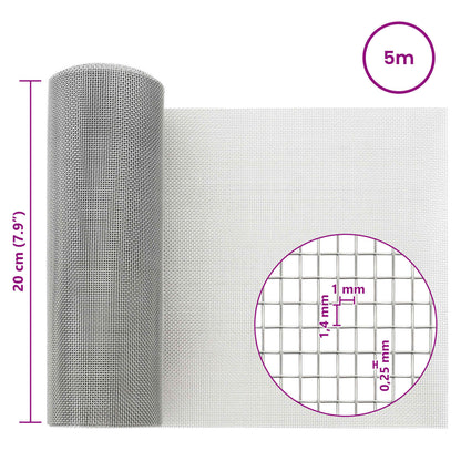 Síťovina 20 X 500 Cm 18 Mesh Nerezová Ocel 304 Stříbrná