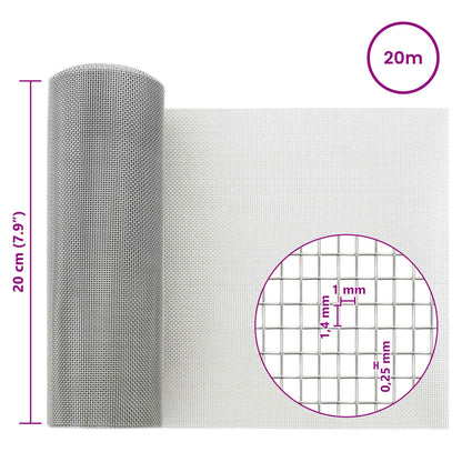 Síťovina 20 X 2000 Cm 18 Mesh Nerezová Ocel 304 Stříbrná