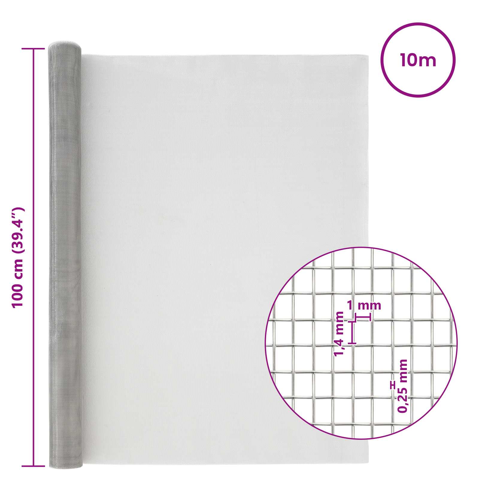 Síťovina 100 X 1000 Cm 18 Mesh Nerezová Ocel 304 Stříbrná