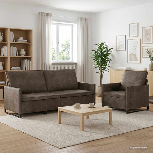Set Pohovek 2 Ks Tmavě Šedá Umělý Semiš