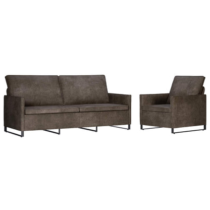 Set Pohovek 2 Ks Tmavě Šedá Umělý Semiš