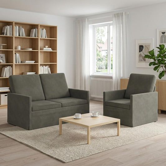 Set Pohovek 2 Pcs Žebrovaná Látka